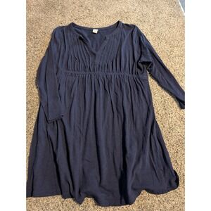 Y2K Old Navy Maternity Navy Blue Long Sleeve‎ Gathered Waist Dress M